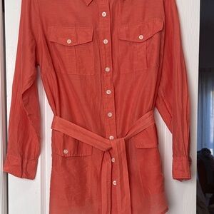 Ralph Lauren Womens Cotton/Silk Orange Blouse  Size 1X